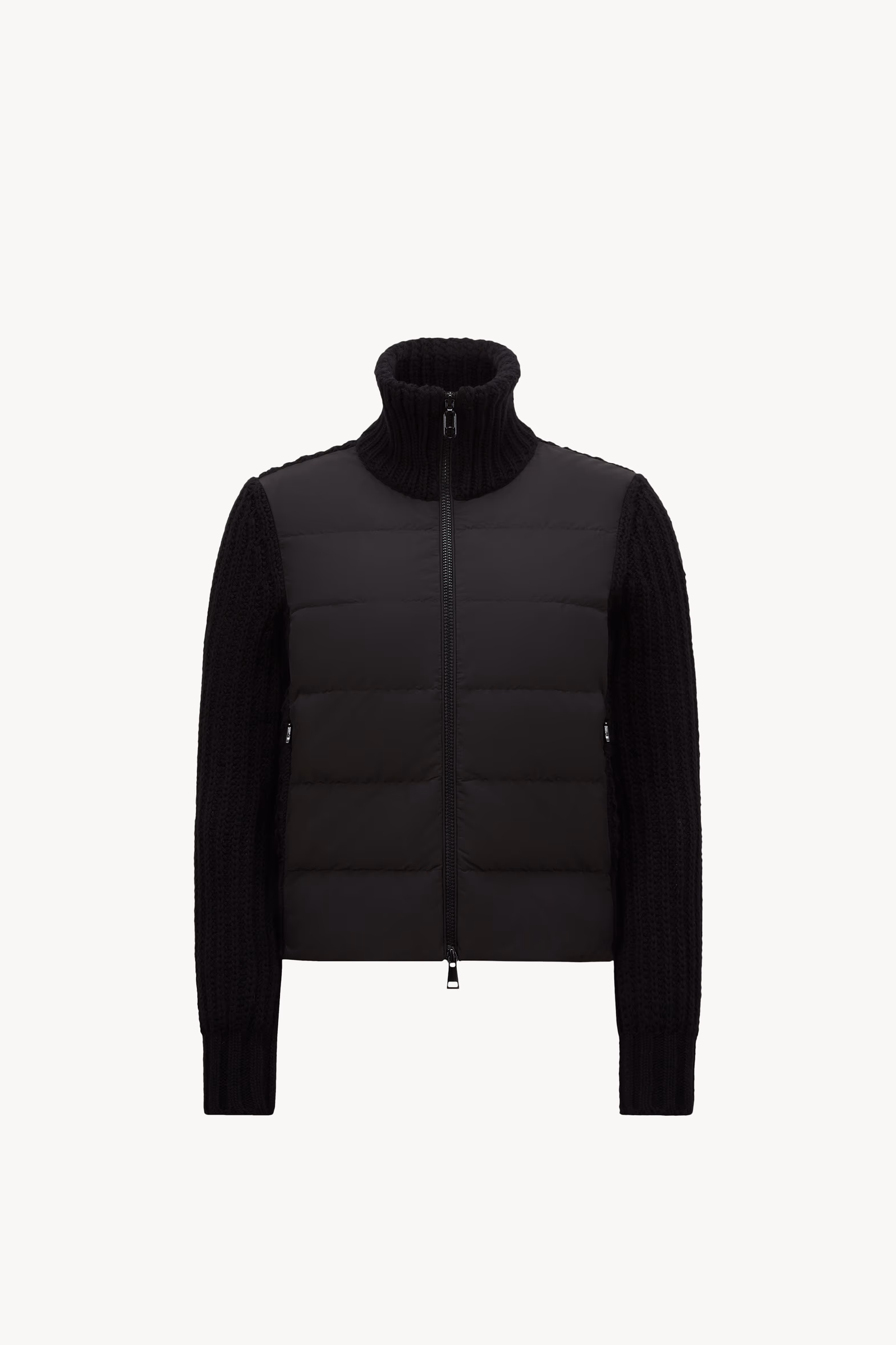 Cardigan zippé matelassé en laine et cachemire Femmes Noir Moncler 2